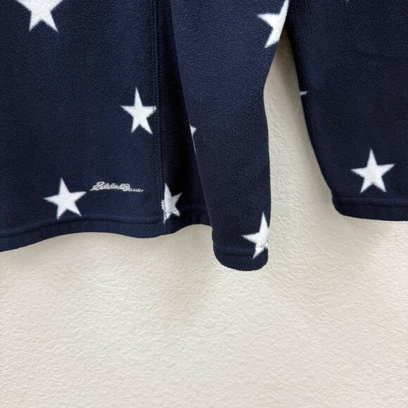 Eddie Bauer Star Print Navy Blue 1/4 Zip Fleece Pullover Sweatshirt Womens sz XL - Picture 4 of 9